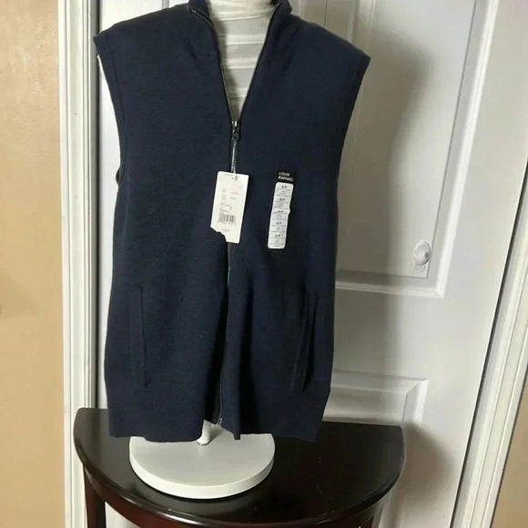 Y2K  vtg NWT LOUIS RAPHAEL vest ,men SM,blue wool blend vest,front zip.EC - Picture 4 of 12